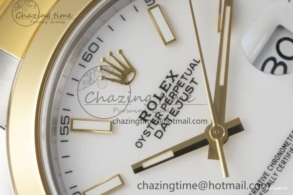 41 KING Steel Bezel on Dial 1:1 Polished Bracelet YG Oyster Best White DateJust Edition 904L SS VR3235 0311